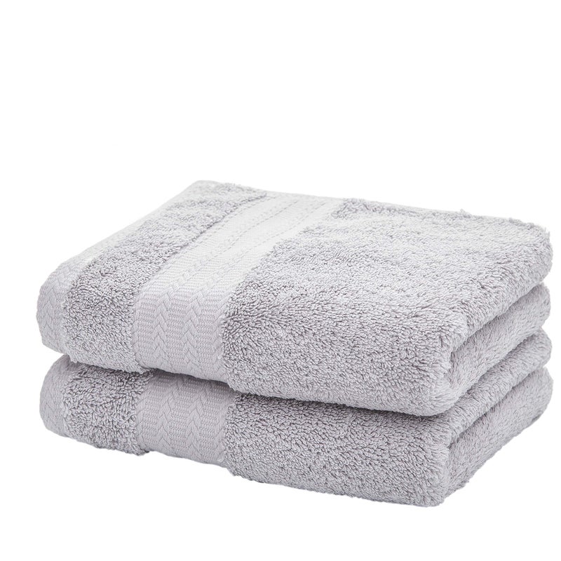 Leisofter Soft & Absorbent Cotton Hand Towels for Bathroom(Grey, 2-Pack, 14" x 29") - Multipurpose Towels for Bath, Gym and Spa with Hanging Loop - Image 1